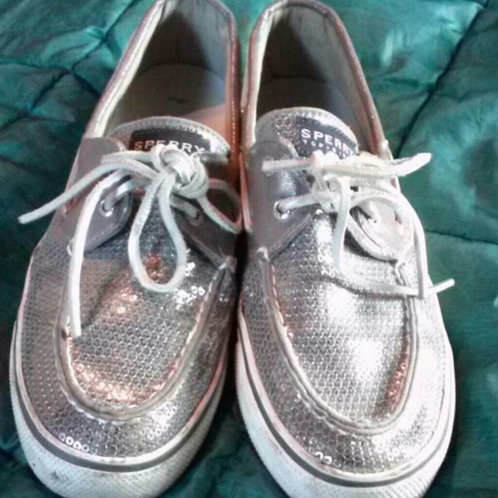 Sperry Top-Sider shoes Sz 9 Silver Sequins